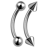 bodyjewellery 2 Piezas DE 16 g de Barra Curvada de Titanio Helix Rook Lip Ring Bar Pendientes Cartilage Tragus Ceja Stud Conch B2CCL Tamaño Pick
