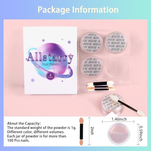 image for Allstarry White Chrome Nail Powder, 4 PCS Color-Shift Chameleon Mica P