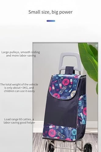 Carro de Compras Plegable con Ruedas, Carro liviano con Ruedas giratorias(F)