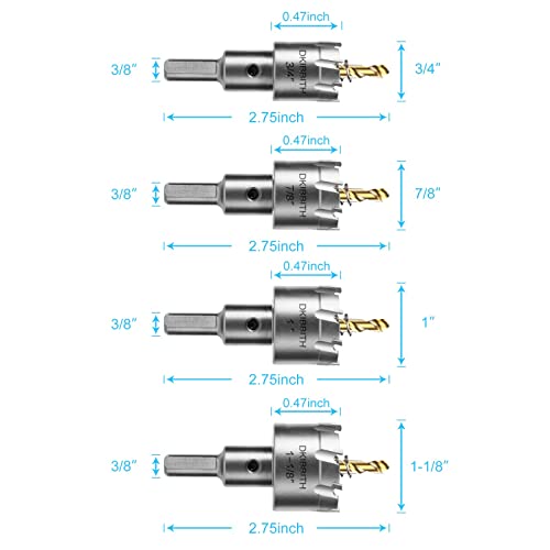 Dkibbith 7 Pcs Tct Hole Saw Kit, Tungsten Carbide Tipped Hole Cutters Set Heavy Duty For Stainless Steel Hard Metal Wood Plastic, Dia Black #TOP1