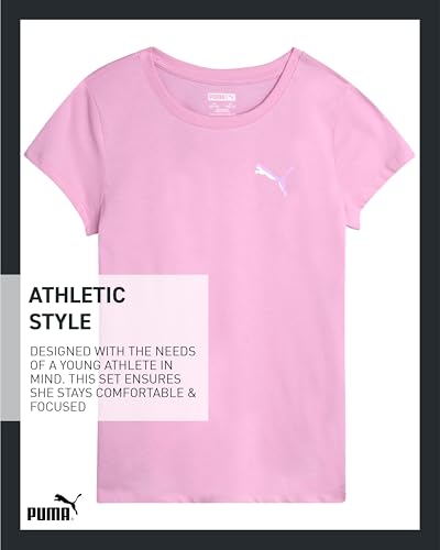 Image of PUMA Girls T Shirts - 2 Pack Short Sleeve Logo Graphic Tees - Casual Everyday Athletic Shirts for Girls (Sizes: S-XL)