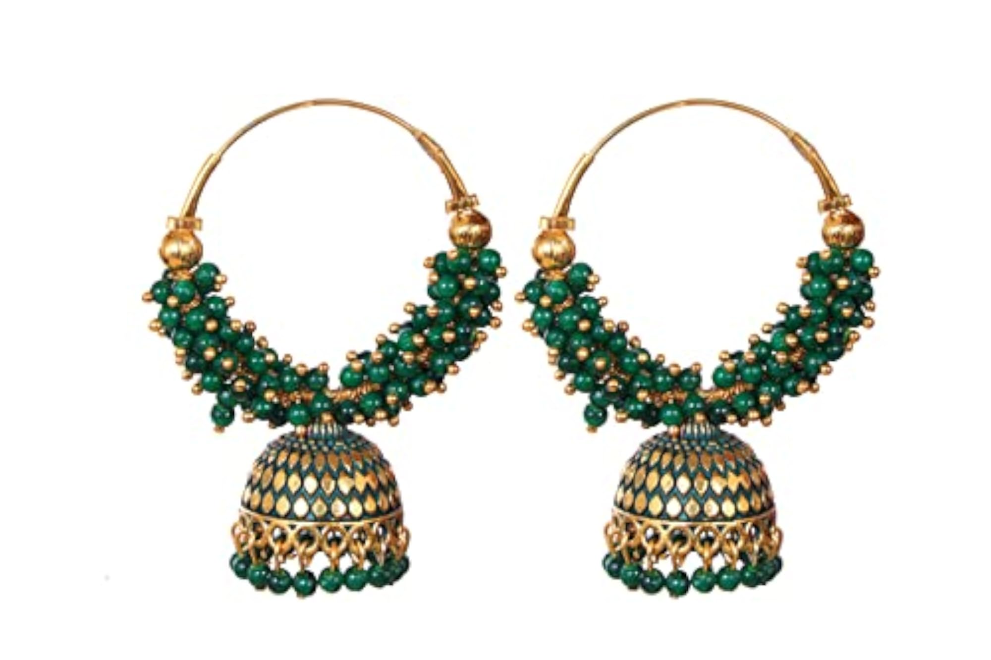 Women's Oxidized Pearl Attached Jhumka Earrings