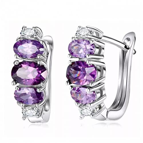 Boucles d'oreilles Cristal Blanc et pierres violettes pour une demande en mariage unique