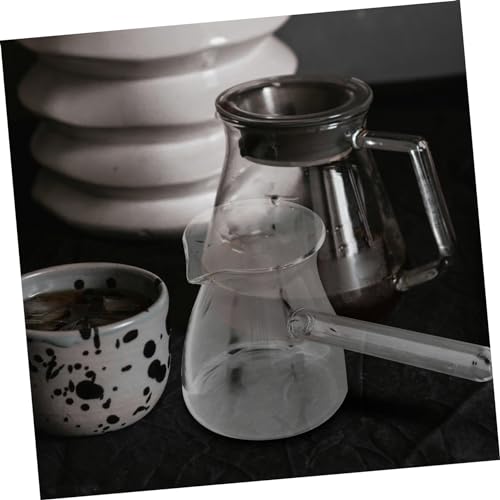 Jarra de café de vidrio PRETYZOOM de 350ml con mango lateral para espumar leche 6
