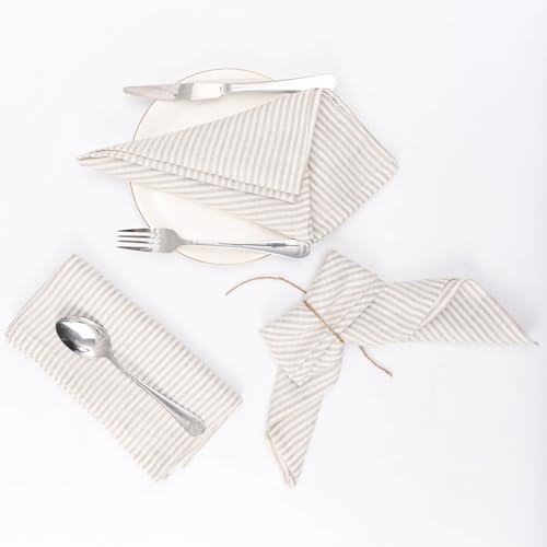 Servilletas de lino 100% set de 4 rayadas 20x20 in miniatura 6