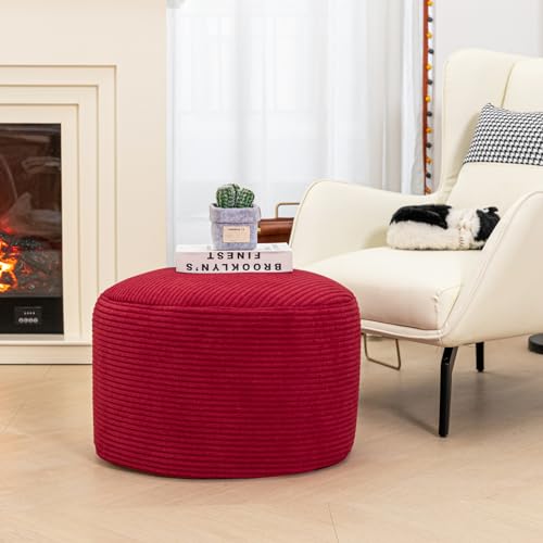 Poofieotto Ottoman Foot Rest Home Decor Bedroom Decor Ideal for Living Room Comfortable Floor Pouf Ottoman Foot Rest for Armchair Bean Bag Floor Cushion Footstool 12x20 Inch Wine Red Pouf with Filler