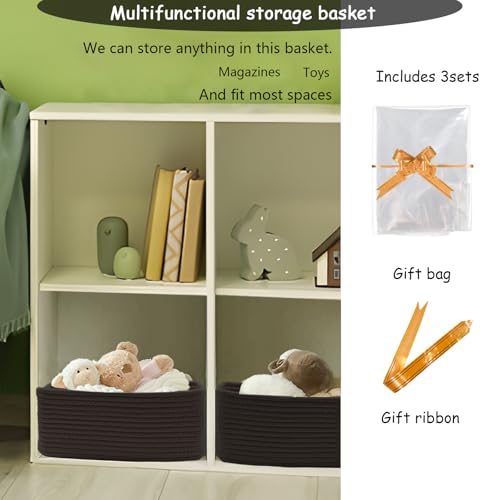 Image of COMFY HOMI 11.5 inchx7.5 inchx4.7 inch Storage Baskets for Organizing | Cotton Rope Woven Basket | Toy Storage Bin Box | Basket for Shelves, Closet Organizer Bin, Decorative Closet Shelf, 3 Pack,