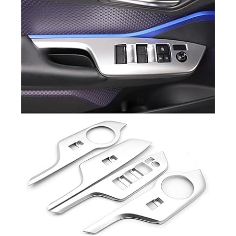Isolay 4 pcs Matte Silver Automobile Door Window Control Panel Cover Molding Door Lock Switch Trim Fit for Toyota C-HR CHR 2018 2019 2020 2021 2022 Cover