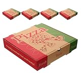 Gogogmee 5 Piezas Caja de Pizza de Papel Plegable Envase Resistente al Aceite para Llevar Cartón para Restaurantes y Fiestas Conserva Frescura y Facilita Transporte