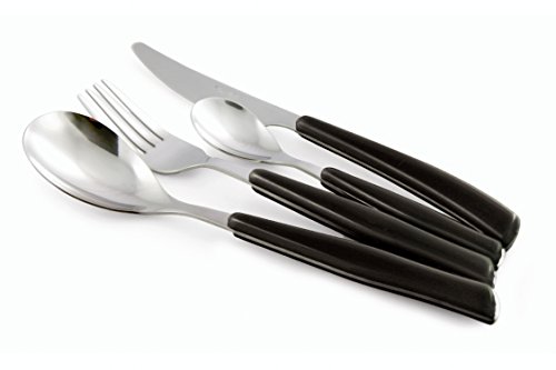 SATUR Villa D'Este Dune Cubertería de 24 Piezas de Acero, en Negro
