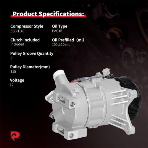 Image of PHOBOOS A /C Compressor with Clutch Compatible with Nissan