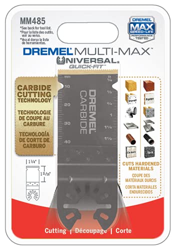 Dremel MM485 Carbide Flush Cut Oscillating Tool Blade, Perfect For Cutting Metal, Wood, and Plastic - Universal Quick-Fit Interface Fits Bosch, Makita, Milwaukee and Rockwell, Black thumbnail 3