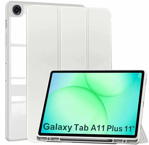 Image of ProElite Cover for Samsung Galaxy Tab A11 Plus 11 inch 2025, Smart Flip Case Cover for Samsung Galaxy Tab A11+ 11 inch 2025 with Pen Holder, Grey [Transparent Back]