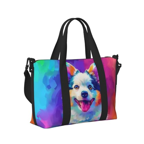 american eskimo cute print Travel Duffel Bag, Sports Tote Gym Bag, Swim Pool Bag Large Shoulder Tote Bag for Beach Weekender3