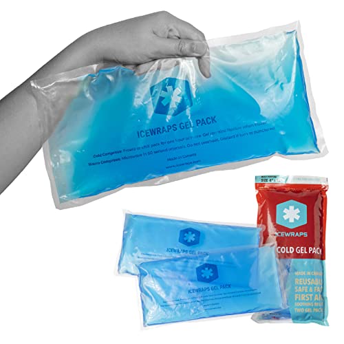 ICEWRAPS Extra Large 6â€x12â€ Reusable Gel Ice Packs - Hot and Cold Pack for Pain Relief - Muscle Injuries, Chronic Pain, Nerve Pain - 2 Pack