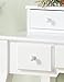 Roundhill Furniture Ashley Wood Make-Up Vanity Table and Stool Set, White