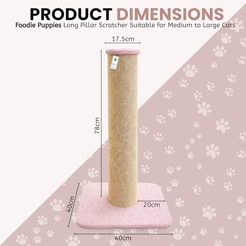 Image of Foodie Puppies Cat Scratching Post with Stable Base (78 cm, Long Pillar) | Durable Cardboard Paper Scratch Pole for Cats & Kittens | Indoor Cat Scratcher for Furniture Protection | Easy to Assemble