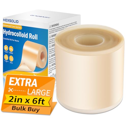 Hydrocolloid Dressing Roll Self-Adhesive Wound Blister Pads Waterproof Flexible Hydrocolloid Bandages Highly Absorbent Dressing Tape (5cm*1.8m)