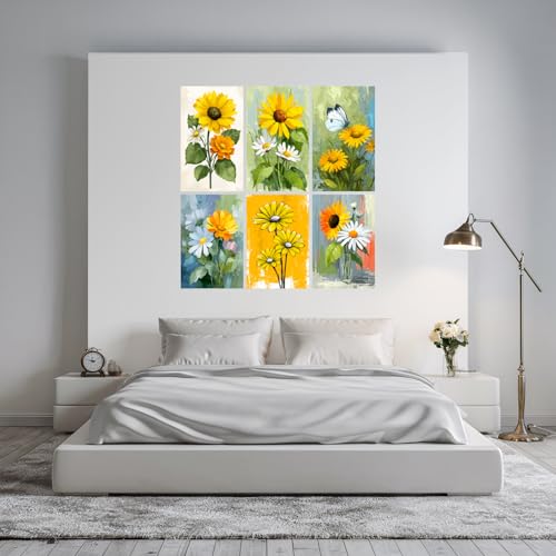Image of SiddArtify Floral Wall Art Prints Set - Botanical Flower Poster Decor for Living Room Bedroom Office - 8x12 inch Board Pack of 6