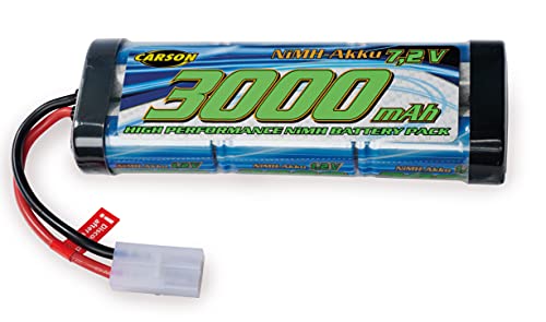 Carson 500608224 7.2V / 3000mAh NiMH Race Battery TAM - Rechargeable, avec Prise Tamiya, Pack Batterie pour Voiture RC, Batterie de Rechange véhicule...
