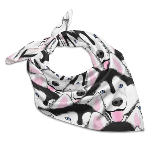 Siberian Husky Dog Funny Square Bandana Fashion Head Scarf For Women's Hair Soft Wrap Neck Scarves