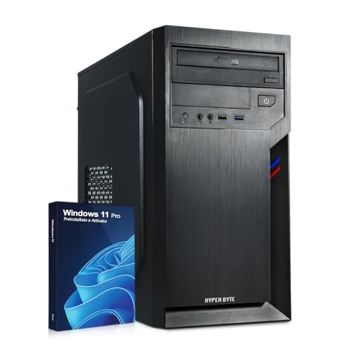 Migliori PC desktop assemblati AMD ryzen 3 HYPER BYTE® Office Pc - Computer con AMD Ryzen 3 a 4,0 GHz | 32 GB DDR4 di RAM | disco rigido SSD da 1 TB | Win 11 Pro | Wifi | PC fisso per ufficio