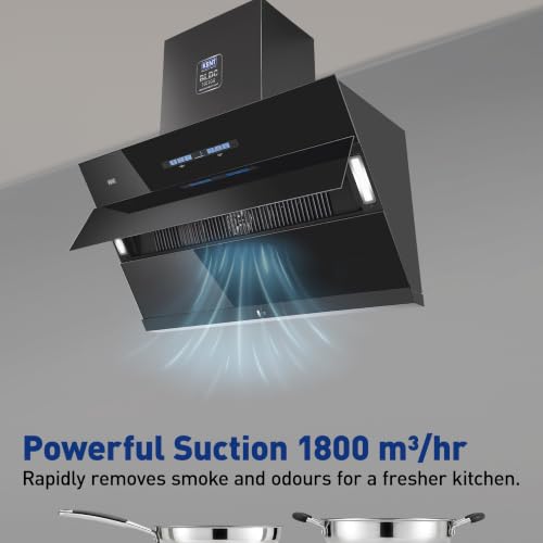 Image of KENT Stax S2 75 cm Inclined Openable Flap Design Kitchen Chimney | BLDC Motor | Powerful Suction 1800m /hr | Gesture & Touch Control | Auto Clean | LED Light | 5 Yrs Motor+2 Yrs Comprehensive Warranty