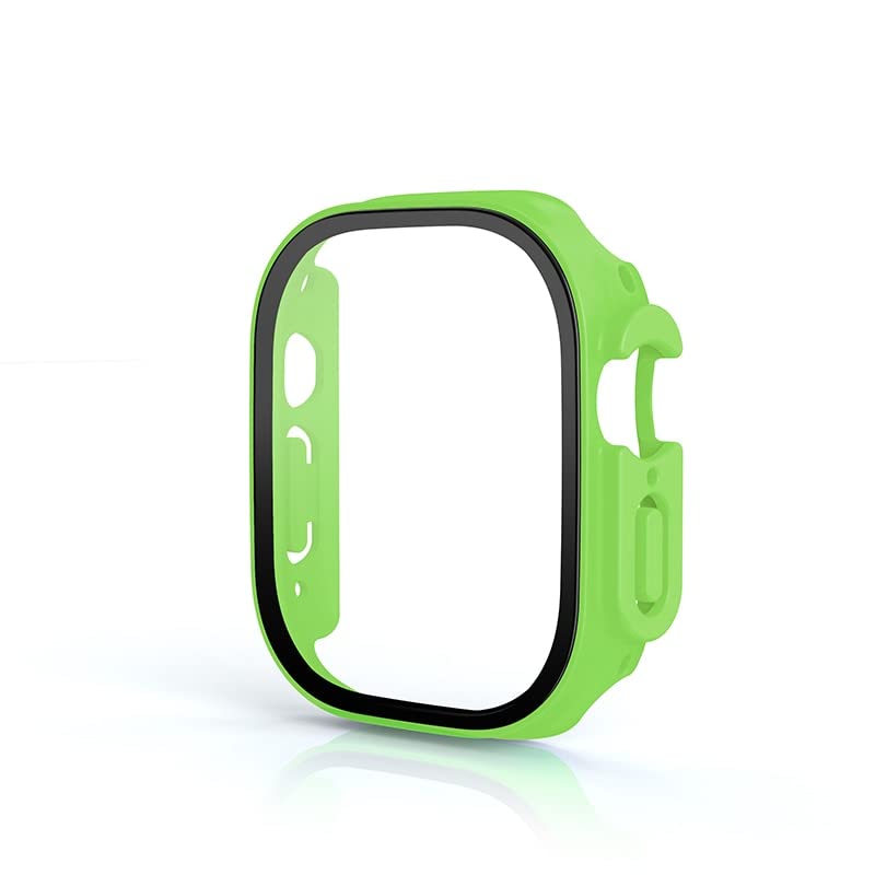 Verre de protection Apple Watch Ultra 49 mm avec coque PC bumper antichoc couleur vert fluo