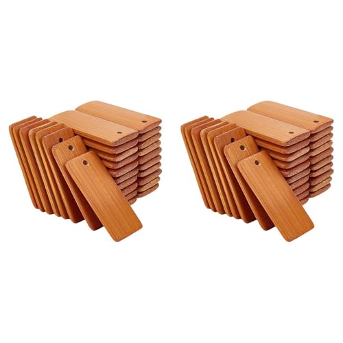 Etiquetas de madera para llaveros rectangulares y grabado personalizado, juego de 240 piezas