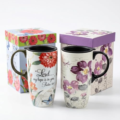Topadorn Christian Ceramic Travel Mug Set, 17oz