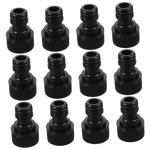 lurrose 12個 蛇口コネクター ホース用プラスチックアダプター 標準内ネジ設計 しっかり密封で漏れ防止 洗濯機や園芸用ホースに ブラックカ