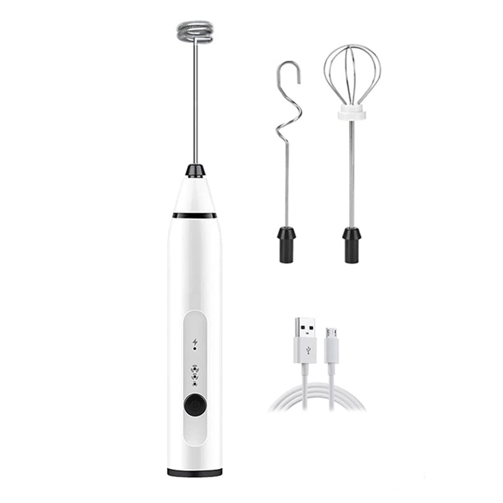 Batidora eléctrica Espumador de Leche de 3 velocidades Batidora de Mano/Agitador Batidor de Huevos Recargable Mini espumador (B