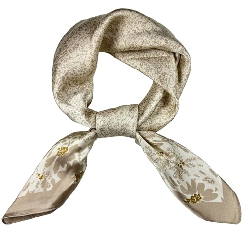 Natural Silk Feel Scarf for Women Lightweight Square Neck Scarf Soft Bandana 25.6x25.6in