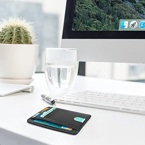 Image of CONISY Slim Credit Card Holder for Women, Thin Front Pocket Leather Mini Wallet with RFID Blocking (Black)