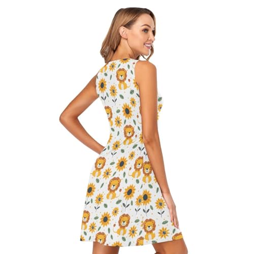 Image of ALAZA Women's Summer Dress Sun Dress Sleeveless with Pockets