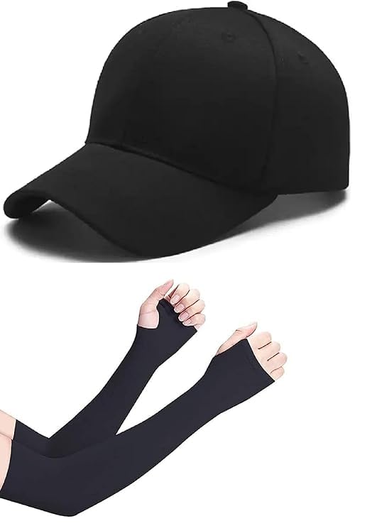 RYTORIA Unisex Soft Cotton Adjustable Cap with Hand Gloves | Quick-Dry Sun Protection Hat for Men & Women | Free Size | Pack of 2-image-2