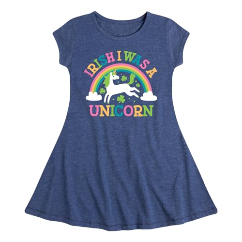 Instant Message - St. Patrick's Day - Irish I was A Unicorn - Rainbow - Toddler and Youth Girls Fit and Flare Dress - Size 2T