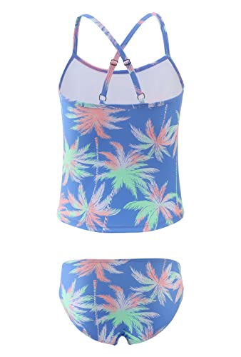 HowJoJo Big Girls Two Piece Tankini Swimsuit Green Floral Bathing Suit Swimwear Size 14/12-142