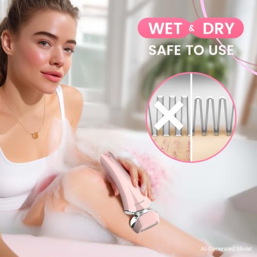 Image of PRITECH Electric Razor for Women Wet /Dry Electric Shaver for Women Pink | Waterproof Lady Shaver for Legs Arm Underarm Bikini Public Body Razor with One Extra Foil Blad, Portable Women Bikini Trimmer