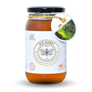 GIR HONEY Raw Organic Honey NMR Tested Pure Natural Unprocessed Original Honey - 500 g Glass Jar (Pack of 1)