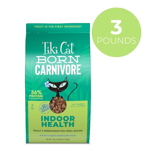 Image of Tiki Cat Born Carnivore Indoor Health Non-GMO, Trout and Menhaden Fish Meal Recipe 3 lbs.
