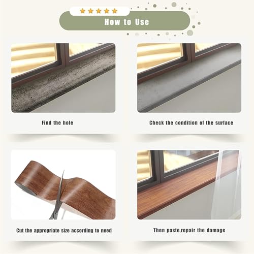 Image of Brown Colour Wood Border Wallpaper Peel and Stick Wooden Contact Paper for Countertops Border, Wall Corners Stickers and Wall Decor Waterproof Self Adhesive 4x180 Inch
