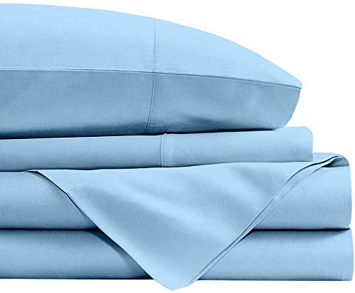 Martex 400 Thread Count Full Sheet Set – 100% Cotton Sateen, Silky Soft & Wrinkle Resistant (4pc, Blue)