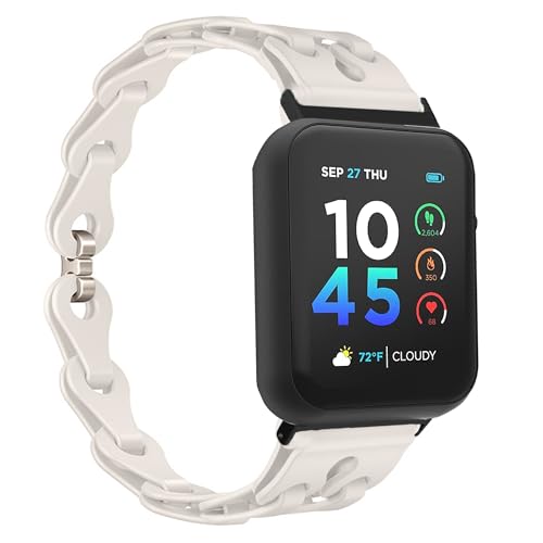 Compatible with ITOUCH AIR 5 Bands, 20mm, 22mm, 24mm Elastic Silicone Hollowed Out Replacement Straps Compatible with iTouch Sport 4, Sport 3, AIR 3 40MM, Air 3 44mm, AIR 4 41mm, Air 46mm, AIR 5 Smartwatch (Beige, 24mm size band)
