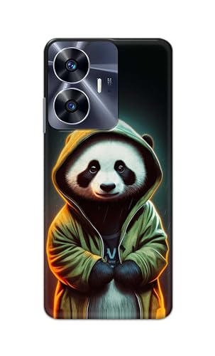 Image of Printed Hard Back Cover Case for Realme C55 Back Cover (Cartoon Panda) -1111