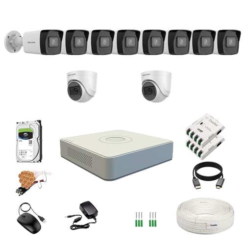 Image of Clocite HIKVISION 16 Channel DVR with 2MP 2 Dome & 8 Bullet Wireless Cameras (Day /Night Vision) + 2TB HDD + Cable Roll (1+3) 8 CH Power Supply 2 Nos + BNC & DC Full Combo Kit