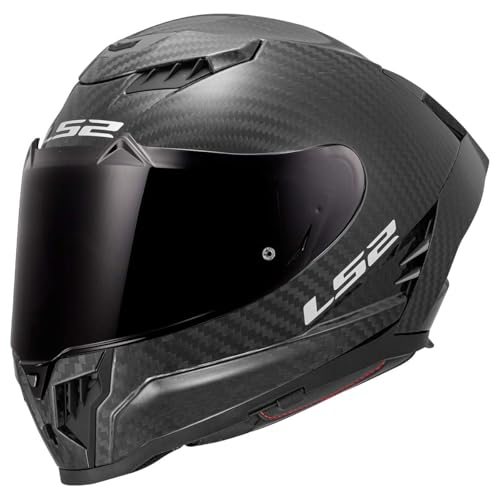 LS2 Helmets Dragon Carbon Full Face Motorcycle Helmet W/ SunShield (Gloss Black - Medium)