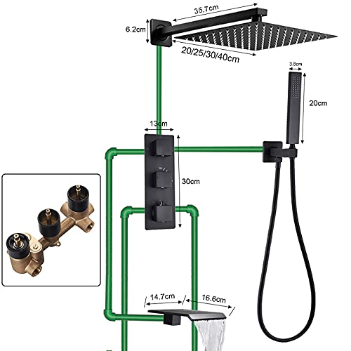 Système de douche noir mat de luxe avec cascade pour une salle de bain moderne - 3