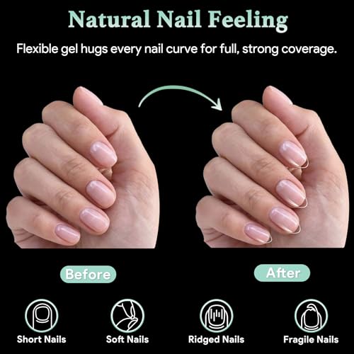 Image of LEYKOSH Extra Short Almond Nail Tips - 216pcs Soft Gel Full Cover Fake Nails, 70-Grit Pre-Sanded Matte Clear Press on Nails for Extension, DIY Home Manicure with 12 Sizes