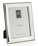 ARTÉ Marco de fotos de 20 x 25 cm, precioso marco de plata chapada con parte trasera de madera caoba 100Z/20 x 25